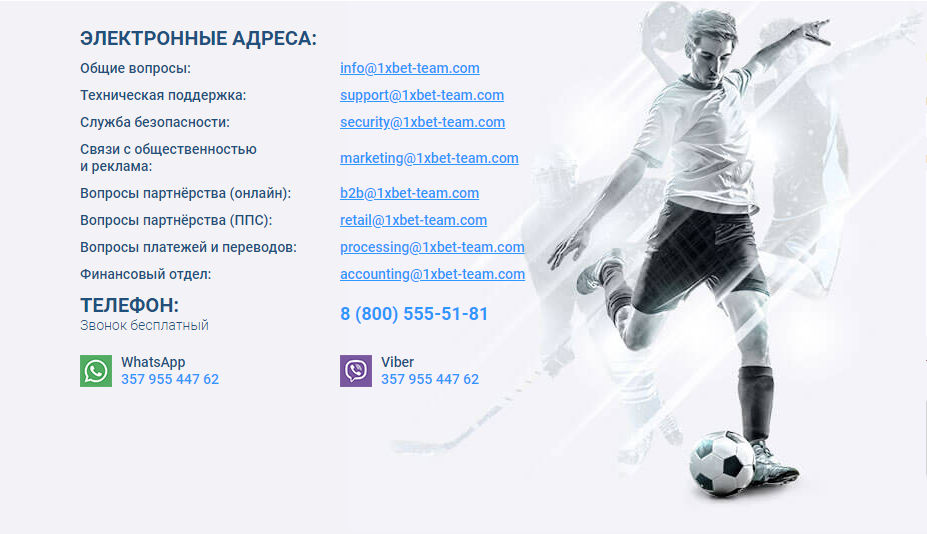 1xbet контакты: где найти адреса службы поддержки букмекера